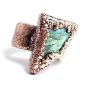 Labradorite copper electroformed crystal ring